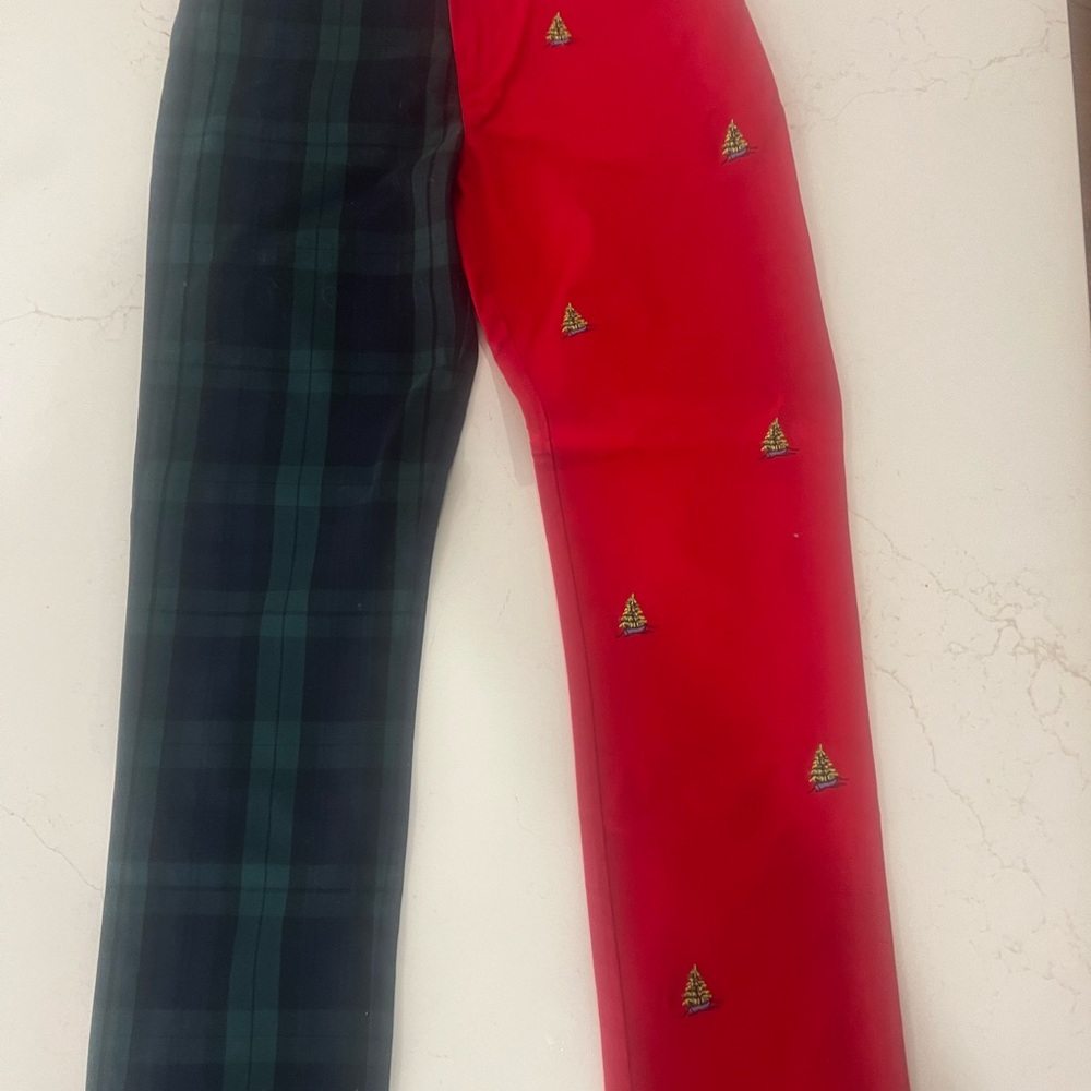 Vineyard Vines Kids Plaid Green and Festive Red Pants